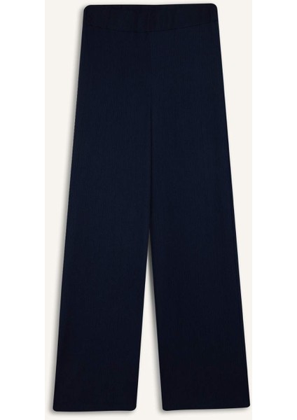 Bürümcük Pantolon Lacivert Wide Leg Geniş Bol Paça Beli Lastikli C0200AX24AU