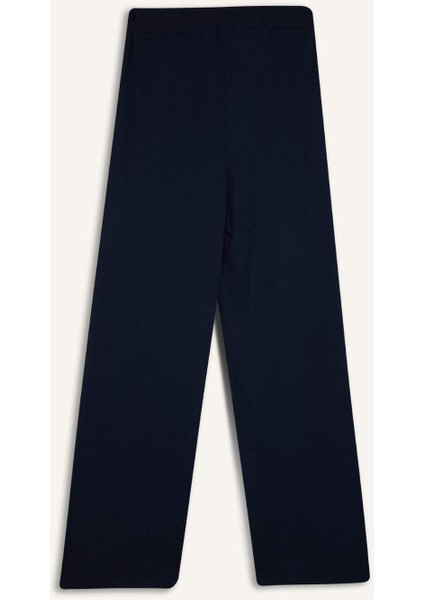 Bürümcük Pantolon Lacivert Wide Leg Geniş Bol Paça Beli Lastikli C0200AX24AU