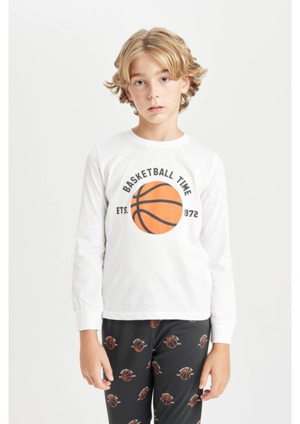 Erkek Çocuk Pijama Takımı Baskılı Uzun Kollu Üst Uzun Alt D5211A824WN