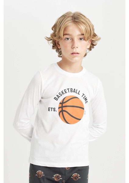 Erkek Çocuk Pijama Takımı Baskılı Uzun Kollu Üst Uzun Alt D5211A824WN