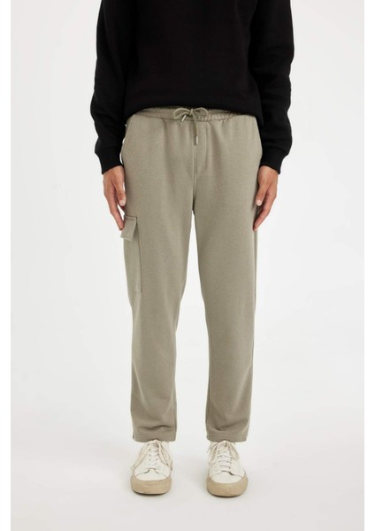 Eşofman Altı Slim Fit Dar Kesim Kargo Cepli Düz Paça D6090AX24AU