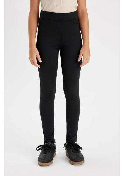 Kız Çocuk Standart Boy Siyah Basic Düz Tayt D4068A824WN