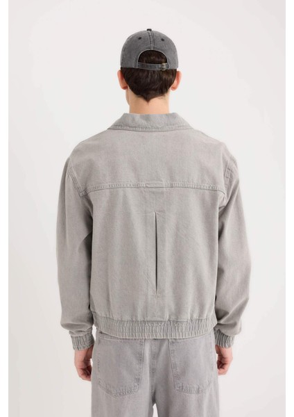 %100 Pamuk Relax Fit Fermuarlı Cepli Denim Ceket C3414AX24AU