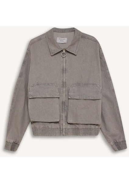 %100 Pamuk Relax Fit Fermuarlı Cepli Denim Ceket C3414AX24AU