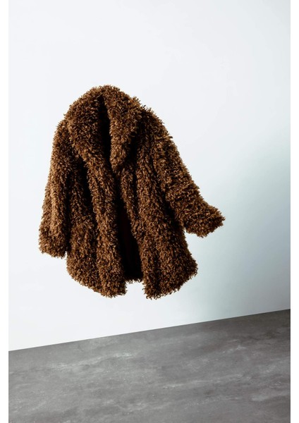 Regular Fit Cepli Çıtçıtlı Uzun Suni Kürk Ceket Mont D6033AX24WN