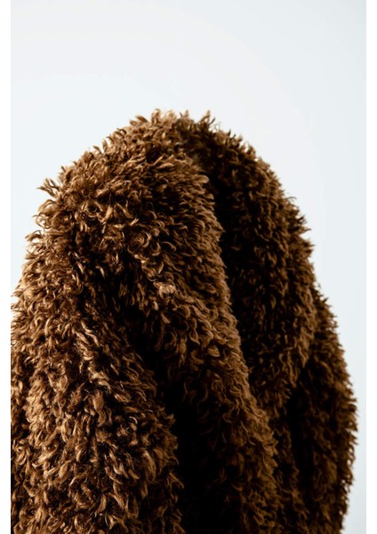 Regular Fit Cepli Çıtçıtlı Uzun Suni Kürk Ceket Mont D6033AX24WN