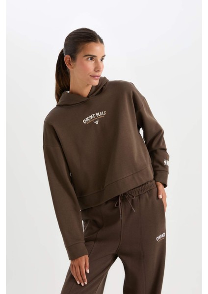 Fit NBA Chicago Bulls Kapüşonlu Kalın Sweatshirt D0688AX24AU