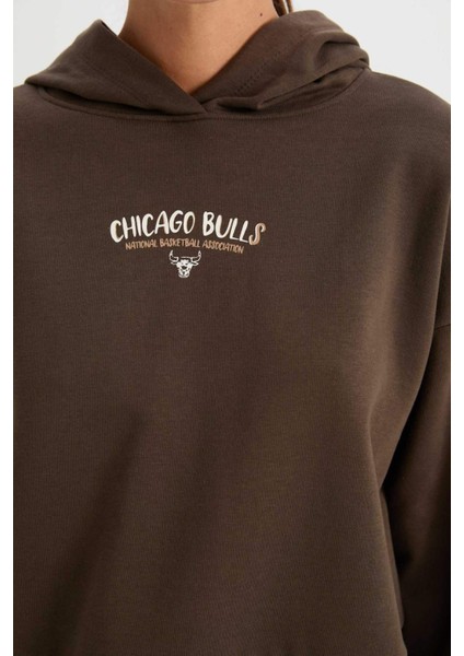 Fit NBA Chicago Bulls Kapüşonlu Kalın Sweatshirt D0688AX24AU