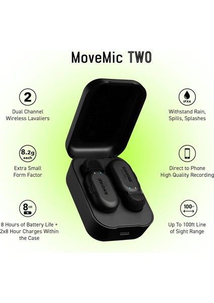 Movemic Two, Two Channel Direct To Phone Wireless Lavalier Microphone System, Portable, Premiu fırsatları