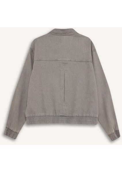 %100 Pamuk Relax Fit Fermuarlı Cepli Denim Ceket C3414AX24AU