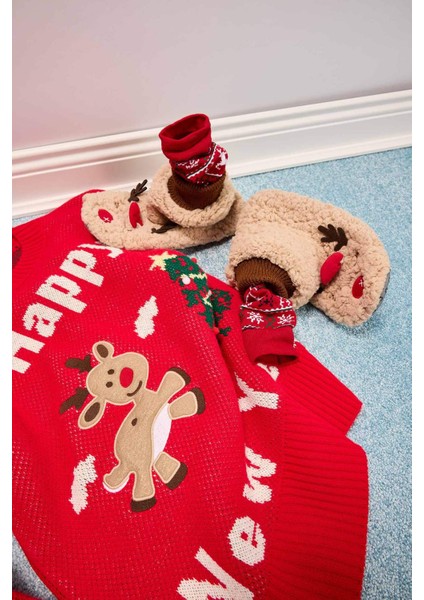 Kadın Fall in Love Yılbaşı Geyik Temalı Ev Botu Y4903AZ24WN