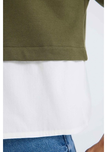 Relax Fit Bisiklet Yaka Etek Ucu Detaylı Basic Düz Sweatshirt D5620AX24AU