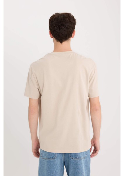 %100 Pamuk Regular Fit Bisiklet Yaka Baskılı Kısa Kollu Tişört D6204AX25SP