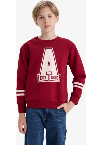 Erkek Çocuk Bisiklet Yaka Baskılı Sweatshirt D4342A824WN