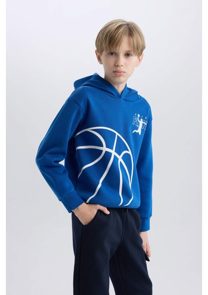 Erkek Çocuk Kapüşonlu Spor Baskılı Sweatshirt D4346A824WN