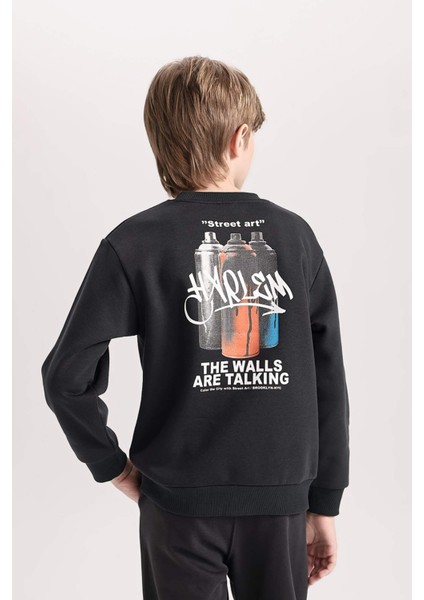 Erkek Çocuk Bisiklet Yaka Sırt Baskılı Sweatshirt D4352A824WN