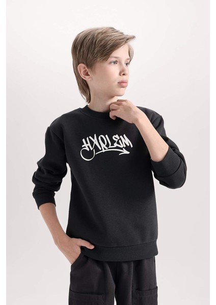 Erkek Çocuk Bisiklet Yaka Sırt Baskılı Sweatshirt D4352A824WN