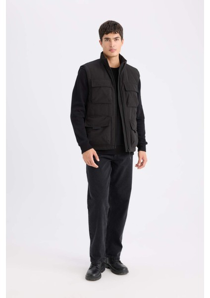 Regular Fit Dik Yaka Fermuarlı Cepli Şişme Yelek D6288AX25SP