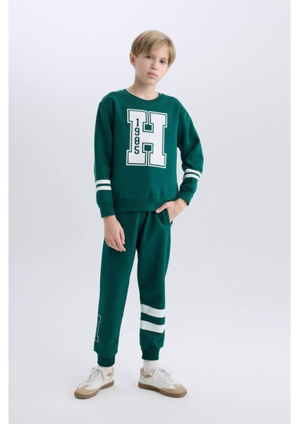 Erkek Çocuk Bisiklet Yaka Baskılı Sweatshirt D4342A824WN