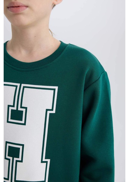 Erkek Çocuk Bisiklet Yaka Baskılı Sweatshirt D4342A824WN