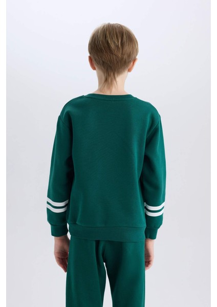 Erkek Çocuk Bisiklet Yaka Baskılı Sweatshirt D4342A824WN