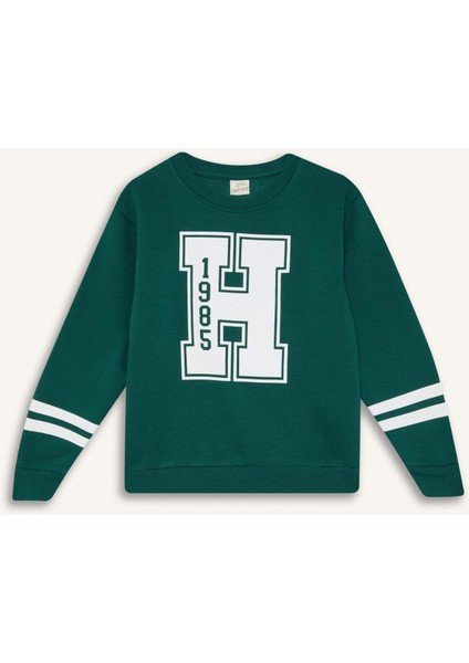 Erkek Çocuk Bisiklet Yaka Baskılı Sweatshirt D4342A824WN
