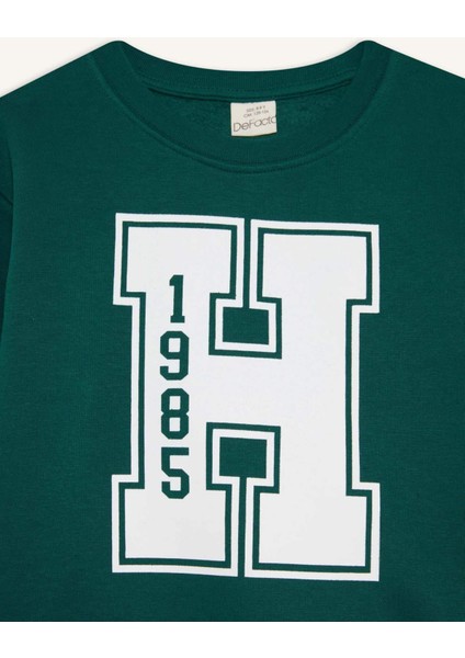 Erkek Çocuk Bisiklet Yaka Baskılı Sweatshirt D4342A824WN