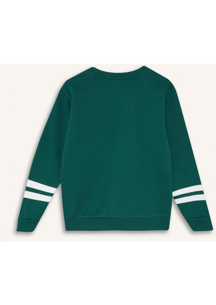 Erkek Çocuk Bisiklet Yaka Baskılı Sweatshirt D4342A824WN