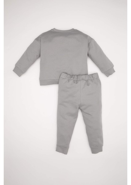 Erkek Bebek 2'li Takım Baskılı İnce Sweatshirt Eşofman Altı D6262A5NS