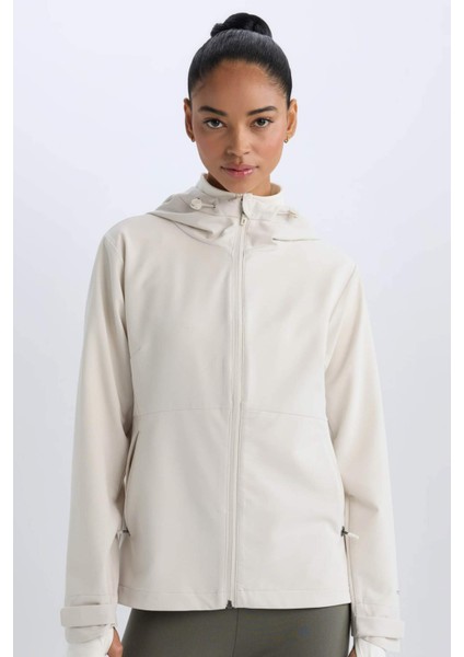 Su İtici Regular Fit Kapüşonlu Fermuarlı Cepli Esnek Dokulu Mevsimlik Baharlık Mont D6084AX25SP