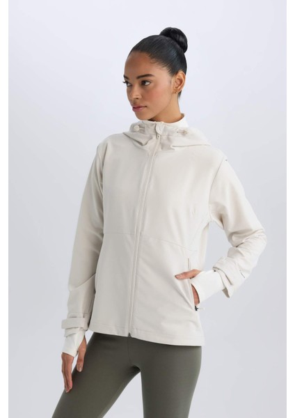 Su İtici Regular Fit Kapüşonlu Fermuarlı Cepli Esnek Dokulu Mevsimlik Baharlık Mont D6084AX25SP