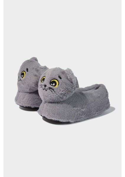 Kız Çocuk Kedi Temalı Düz Taban Panduf B0225A824WN