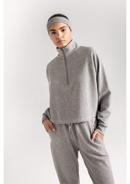 Fit Fermuarlı Dik Yaka Sporcu Sweatshirt D1703AX24AU