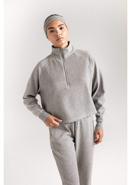 Fit Fermuarlı Dik Yaka Sporcu Sweatshirt D1703AX24AU