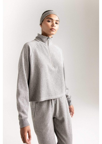 Fit Fermuarlı Dik Yaka Sporcu Sweatshirt D1703AX24AU