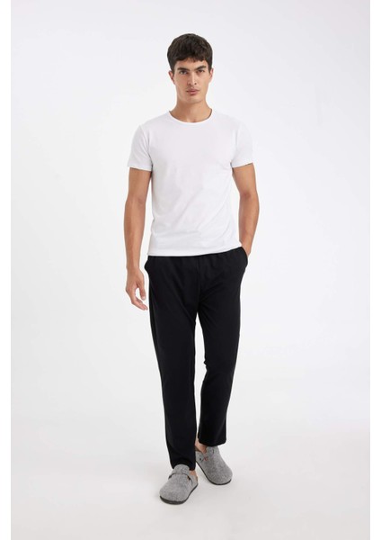 Slim Fit Dar Kesim Bisiklet Yaka Kısa Kollu Pijama Üstü L4885AZ24WN