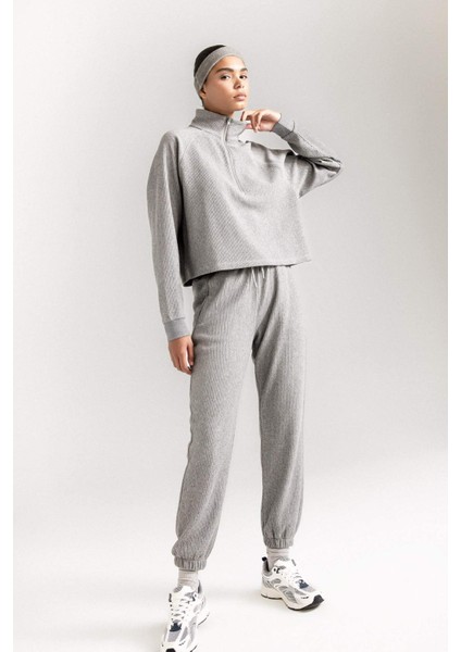 Fit Standart Fit Sporcu Jogger Eşofman Altı Beli Paçası Lastikli D1707AX24AU