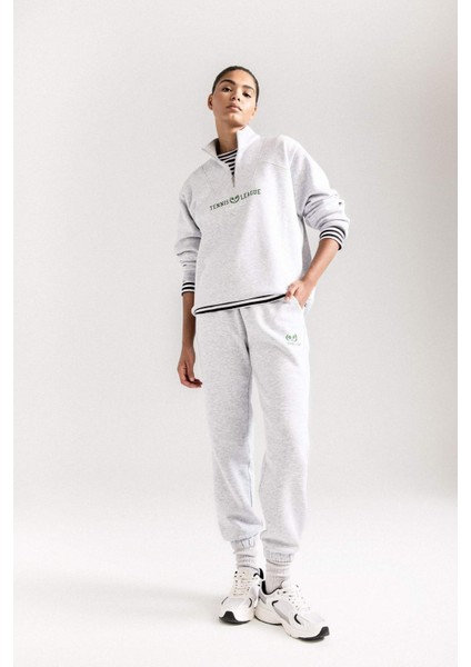 Fit Sporcu Jogger Eşofman Altı Standart Fit Standart Boy Beli Paçası Lastikli Cepli Bağcıklı D1706AX24AU