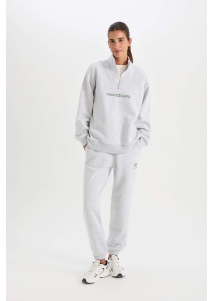 Fit Sporcu Jogger Eşofman Altı Standart Fit Standart Boy Beli Paçası Lastikli Cepli Bağcıklı D1706AX24AU