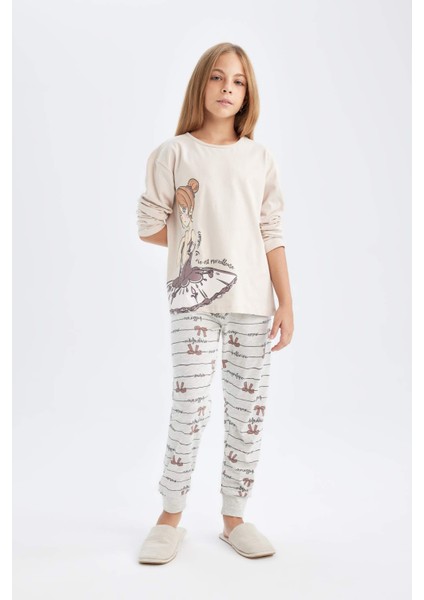 Kız Çocuk Pijama Takımı Baskılı Uzun Kollu Üst Uzun Alt D6056A824AU