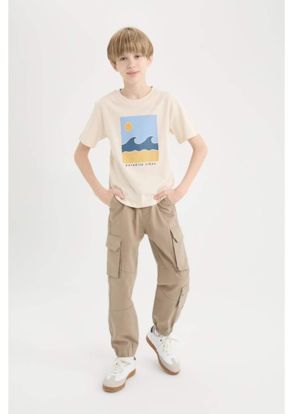Erkek Çocuk Kargo Cepli Standart Paça Gabardin Jogger Pantolon D6314A825SP
