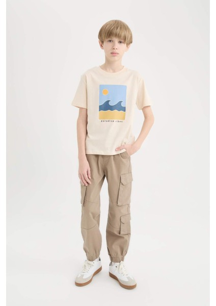 Erkek Çocuk Kargo Cepli Standart Paça Gabardin Jogger Pantolon D6314A825SP