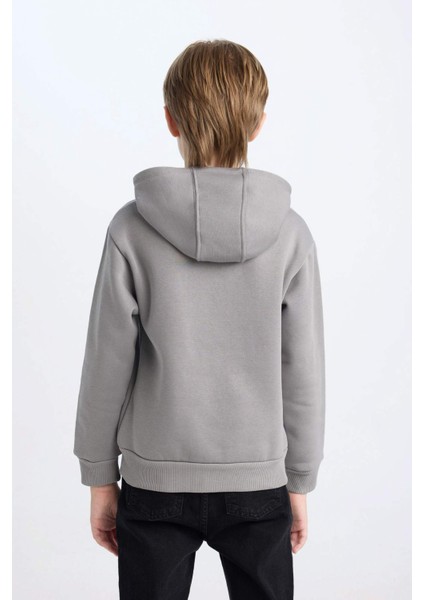 Erkek Çocuk Kapüşonlu Baskılı Sweatshirt B2076A824WN