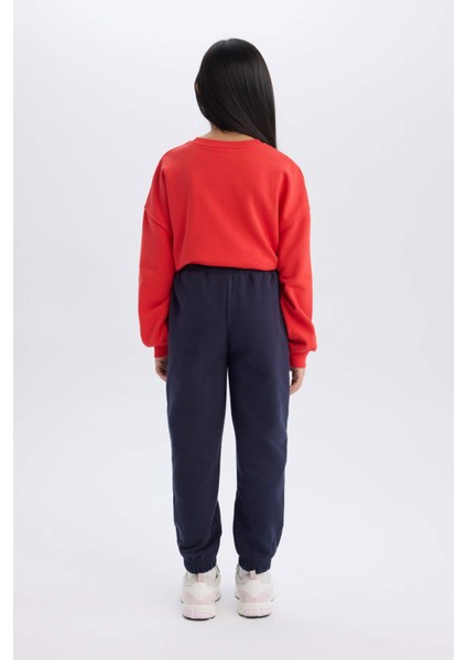 Kız Çocuk Beli Paçası Lastikli Cepli Basic Düz Jogger Eşofman Altı D3840A824WN