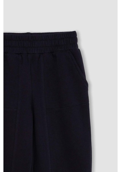 Kız Çocuk Beli Paçası Lastikli Cepli Basic Düz Jogger Eşofman Altı D3840A824WN
