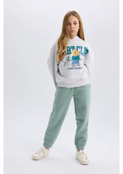Kız Çocuk Beli Paçası Lastikli Cepli Basic Düz Jogger Eşofman Altı D3840A824WN