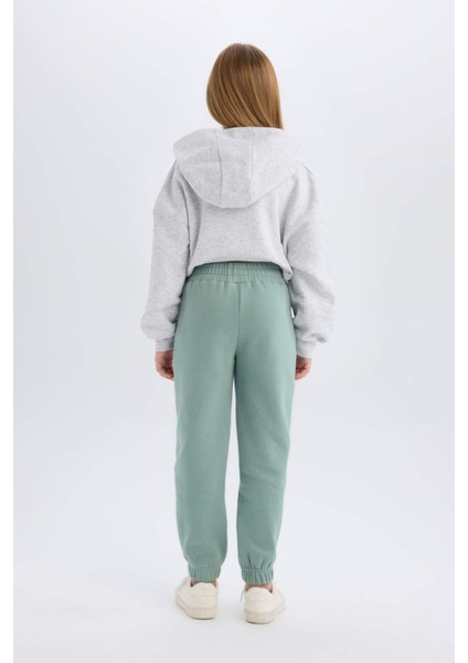 Kız Çocuk Beli Paçası Lastikli Cepli Basic Düz Jogger Eşofman Altı D3840A824WN