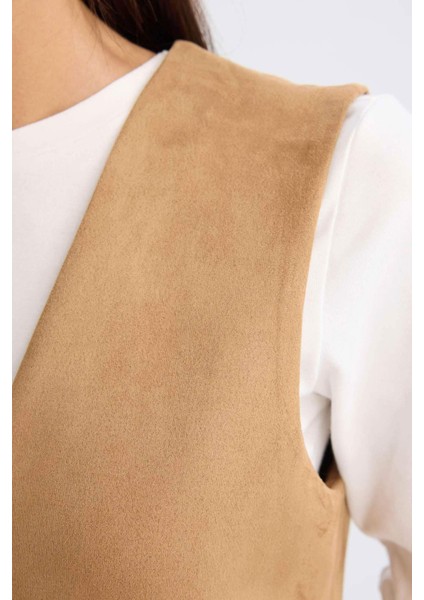 Bağlamalı Kovboy Model Püsküllü Süet Yelek D5268AX24AU