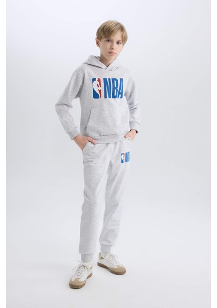 Erkek Çocuk Gri NBA Wordmark Kapüşonlu Sweatshirt D4857A824WN
