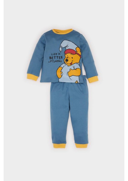 Erkek Bebek Pijama Takımı Disney Winnie The Pooh Bisiklet Yaka Uzun Kollu Üst Uzun Alt D5357A524WN